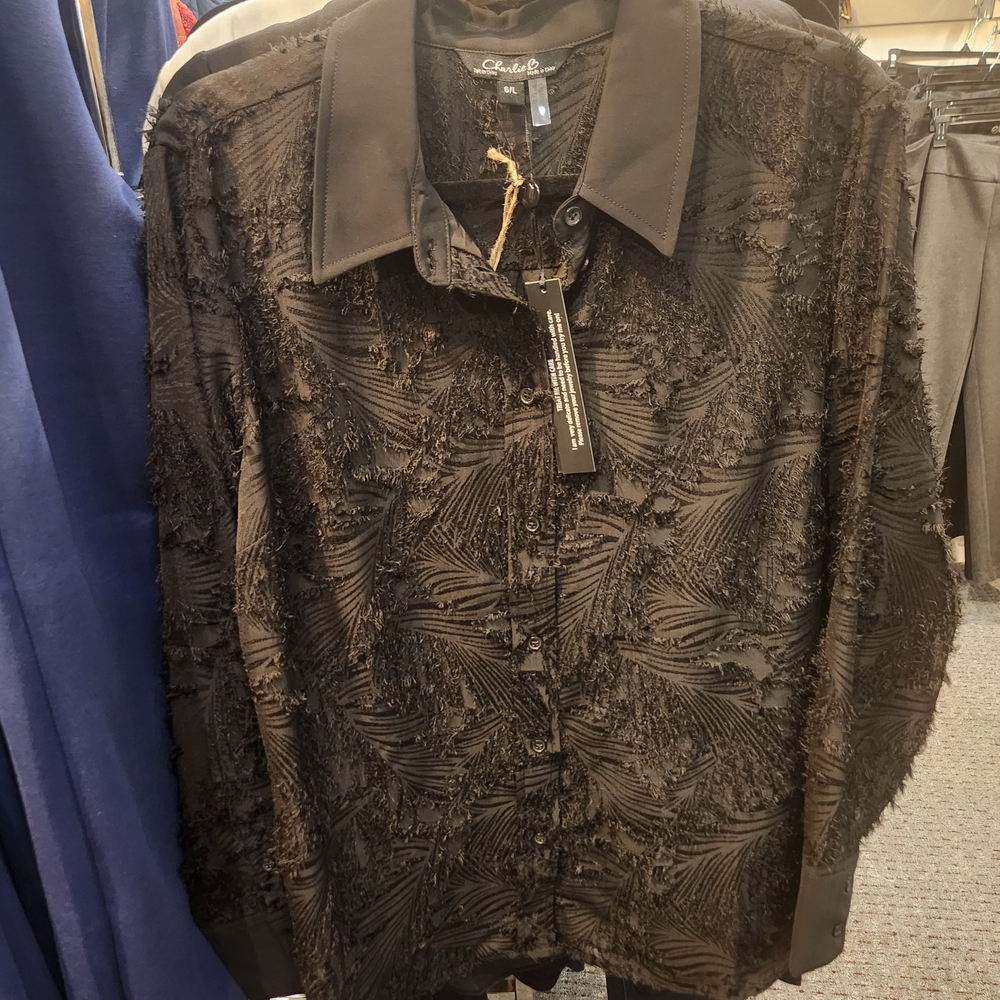 CHARLIE B Black Textured Blouse